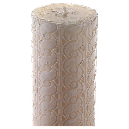 Cirio Pascual Alfa Omega capa dorada bordado blanco 120x8 cm 7