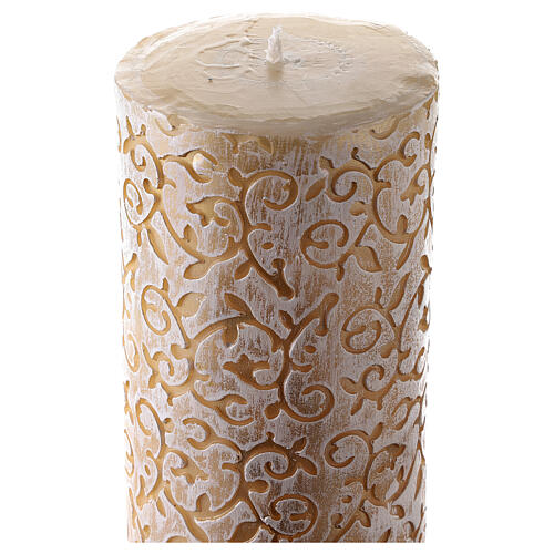 Paschal candle with vegetal carved pattern, golden cross with Risen Jesus, 120x8 cm 7