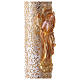 Paschal candle with vegetal carved pattern, golden cross with Risen Jesus, 120x8 cm s3