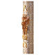 Paschal candle with vegetal carved pattern, golden cross with Risen Jesus, 120x8 cm s4