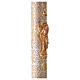 Paschal candle with vegetal carved pattern, golden cross with Risen Jesus, 120x8 cm s5