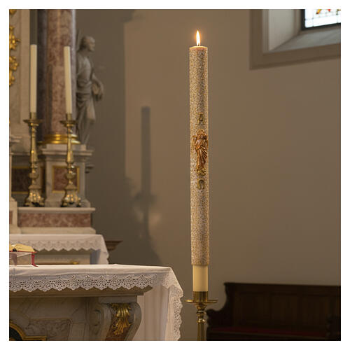 Paschal Candle Risen Jesus golden cross floral embroidered 120x8 cm 2