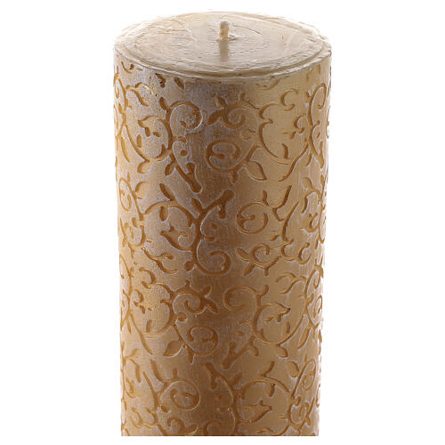 Paschal candle with vegetal carved pattern, modern cross with Alpha and Omega, 120x8 cm 6