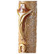 Paschal candle with vegetal carved pattern, modern cross with Alpha and Omega, 120x8 cm s3