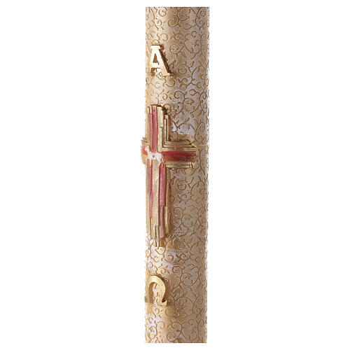 Paschal candle with vegetal carved pattern, cross with lamb, Alpha and Omega, 120x8 cm 4
