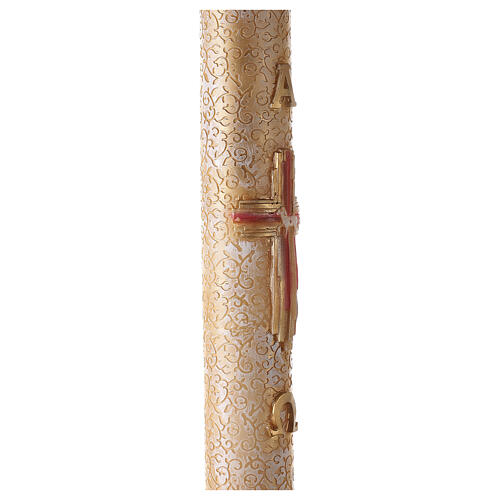 Paschal candle with vegetal carved pattern, cross with lamb, Alpha and Omega, 120x8 cm 5