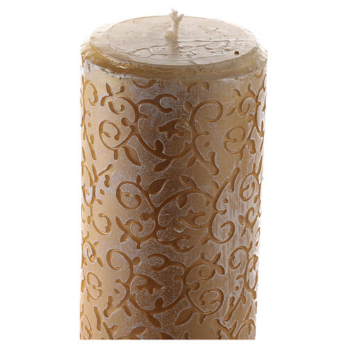 Paschal candle with vegetal carved pattern, cross with lamb, Alpha and Omega, 120x8 cm 6
