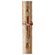 Paschal candle with vegetal carved pattern, cross with lamb, Alpha and Omega, 120x8 cm s1