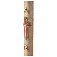 Paschal candle with vegetal carved pattern, cross with lamb, Alpha and Omega, 120x8 cm s4