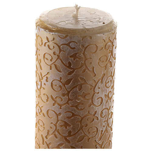Círio Pascal Alfa e Ómega Cruz e Cordeiro decoração bordado floral 120x8 cm 6
