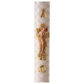 Paschal candle with matelassé finish and embossed Risen Jesus 120x8 cm