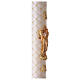 Paschal candle with matelassé finish and embossed Risen Jesus 120x8 cm s5