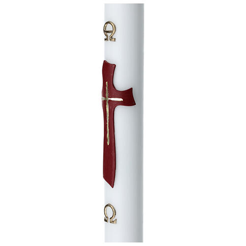 White Paschal candle with golden cross on modern purple cross 3.15x47.25 in 3