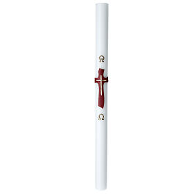 Easter candle modern gold cross 8x120 cm white wax