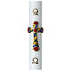 White Paschal candle with patchwork cross 3.15x47.25 in s1