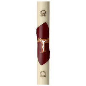 Beeswax Paschal candle with wood-finish Tau on purple blackground 3.15x47.25 in