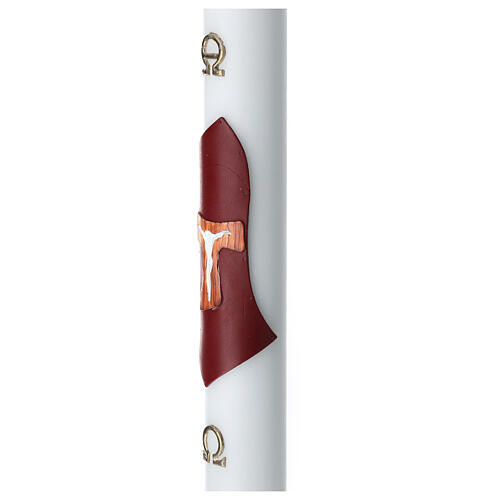 Paschal candle with Tau, white wax with inner reinforcement, 3x47 in 3