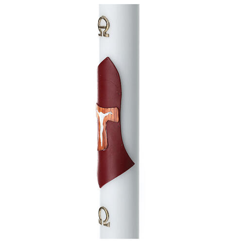 Paschal candle white wax with reinforcement 8x120 cm Tau 4