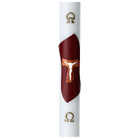 White reinforced Paschal candle with golden cross on modern purple cross 3.15x47.25 in