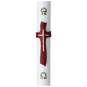 White reinforced Paschal candle with golden cross on modern purple cross 3.15x47.25 in