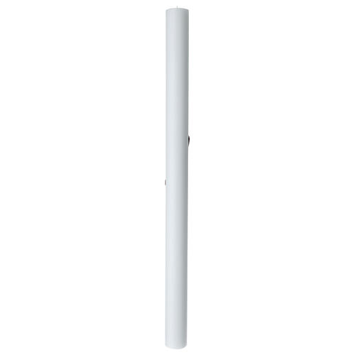 White reinforced Paschal candle with golden cross on modern purple cross 3.15x47.25 in 4