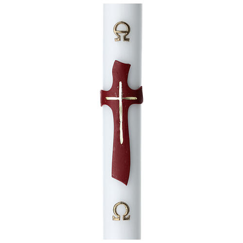 Círio pascal com reforço cruz moderna cera branca 8x120 cm 6