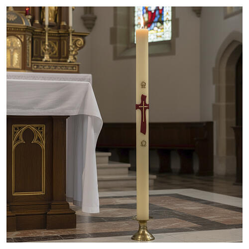 Paschal candle reinforced modern cross beeswax 8x120 cm 2