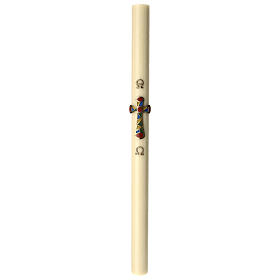 Beeswax reinforced Paschal candle with patchwork cross 3.15x47.25 in