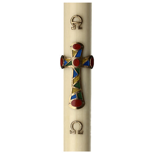 Beeswax reinforced Paschal candle with patchwork cross 3.15x47.25 in 1