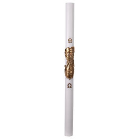 Paschal candle with Risen Christ, white wax, 3x5 in