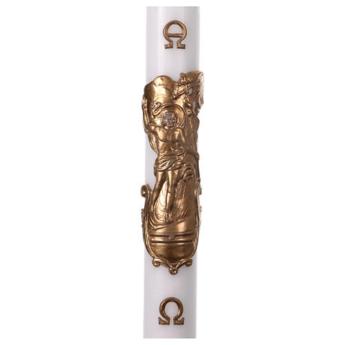 Paschal candle with Risen Christ, white wax, 3x5 in 1