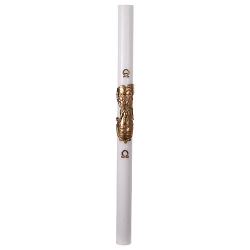Paschal candle with Risen Christ, white wax, 3x5 in 2