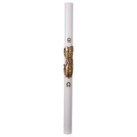 Paschal candle with Risen Christ, reinforced white wax, 3x5 in