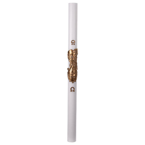 Paschal candle with Risen Christ, reinforced white wax, 3x5 in 2