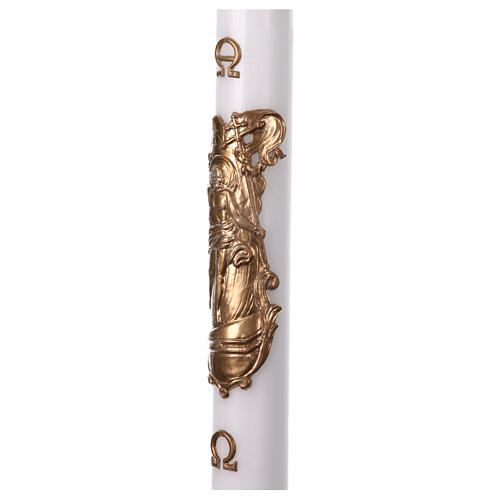 Paschal candle with Risen Christ, reinforced white wax, 3x5 in 3