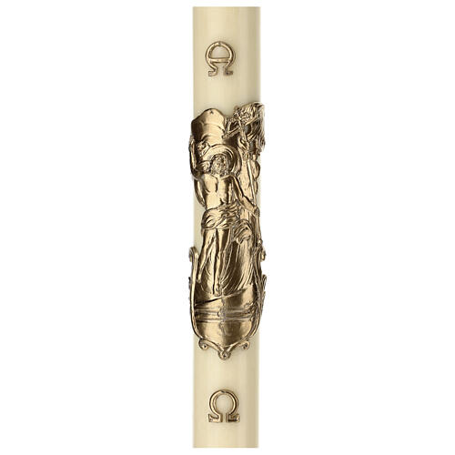 Círio pascal reforço 8x120 cm Cristo Ressuscitado cera de abelha 1