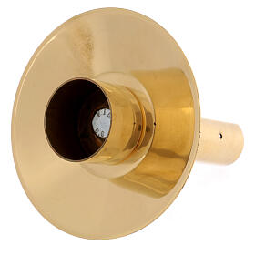 Processional candle torch for 1.3 in candle, gold plated brass
