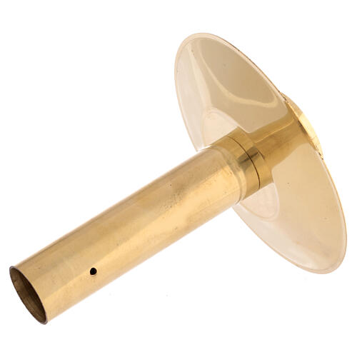 Processional candle torch for 1.3 in candle, gold plated brass 3