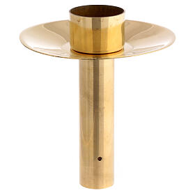 Torciere candele diametro 3,2 cm con piatto raccoglicera ottone dorato