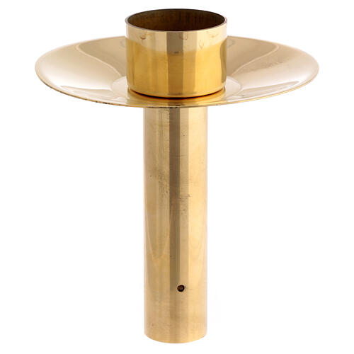Torciere candele diametro 3,2 cm con piatto raccoglicera ottone dorato 1