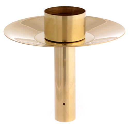 Candle holder with wax tray in polished golden brass candles diameter 5 cm 1