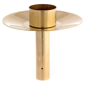 Processional candle torch for 2.4 in candle, gold plated brass