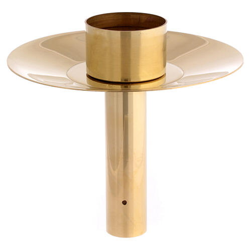 Processional candle torch for 2.4 in candle, gold plated brass 1