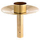Polished brass wax candle holder with plate diameter 6 cm s1