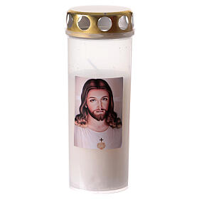 Wax votive candle with waterproof lid, Sacred Heart of Jesus