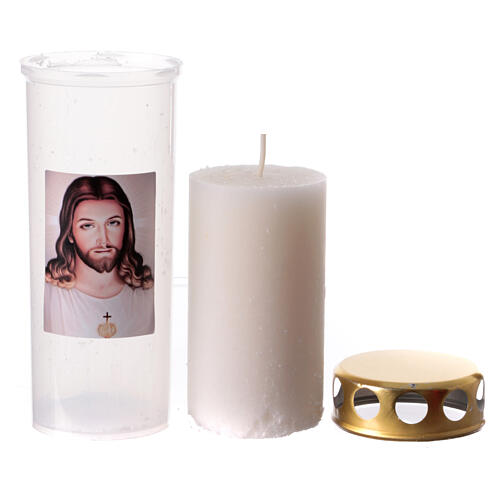 Wax votive candle with waterproof lid, Sacred Heart of Jesus 2