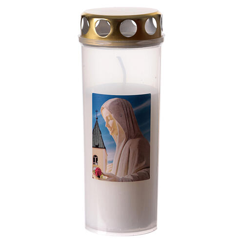 Virgin Mary candle in paraffin wax rain cover 1