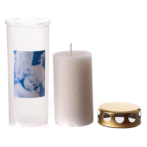 Paraffin votive candle with waterproof lid, angel image 2