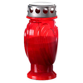 Heart-shaped red paraffin votive candle with waterproof lid