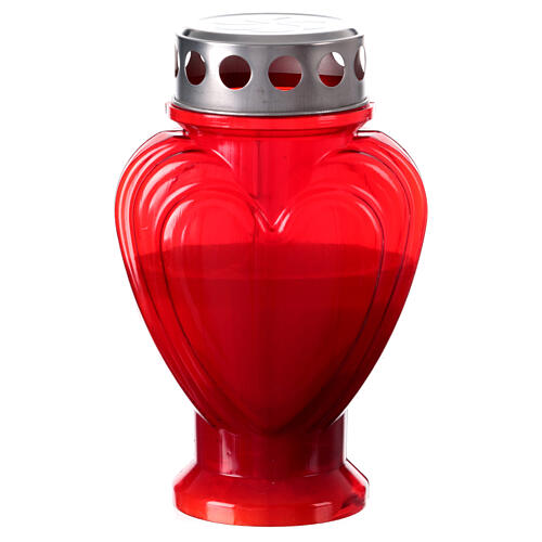 Bougie votive rouge coeur cire avec protection pluie 1